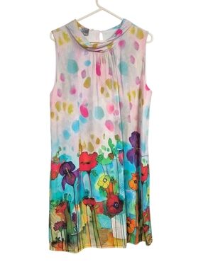 Simply Art by Dolcezza Multicolor Floral Tank Dress Watercolor Print XXL